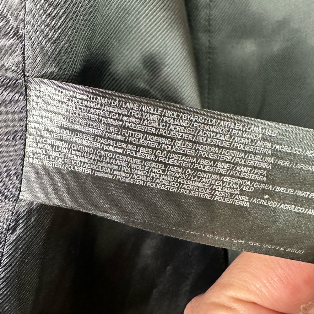 Mango size Medium Woolen Italian Wool Double-Breasted Belted Trench Coat Black - Picture 12 of 14